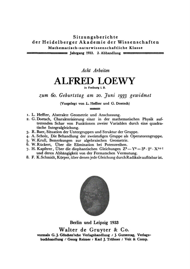 Acht Arbeiten Alfred Loewy zum 60 Geburtstag am 20 Juni 1933 gewidmet German Edition Lothar Heffter Kitap Kapağı