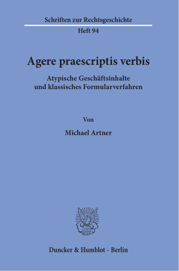Agere praescriptis verbis German Edition Michael Artner Kitap Kapağı