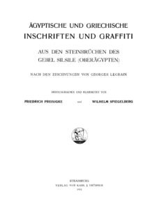 Agyptische und griechische Inschriften und Graffiti aus den Steinbruchen des Gebel Silsile German Edition Friedrich Preisigke Kitap Kapağı