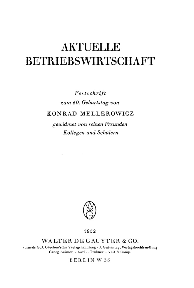 Aktuelle Betriebswirtschaft German Edition Konrad Mellerowicz Kitap Kapağı