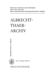 Albrecht Thaer Archiv Band 10 Heft 12 German Edition Deutsche Akademie Der Landwirtschaftswissenschaften Kitap Kapağı