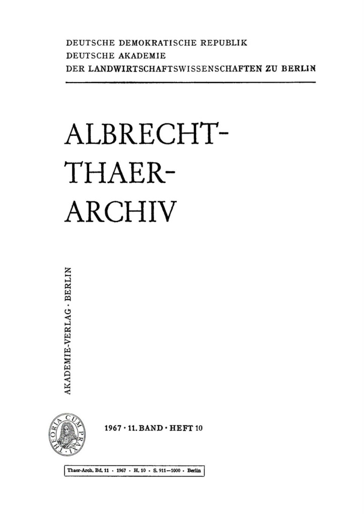 Albrecht Thaer Archiv Band 11 Heft 10 German Edition Deutsche Akademie Der Landwirtschaftswissenschaften Kitap Kapağı