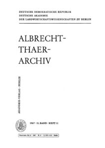 Albrecht Thaer Archiv Band 11 Heft 12 German Edition Deutsche Akademie Der Landwirtschaftswissenschaften Kitap Kapağı