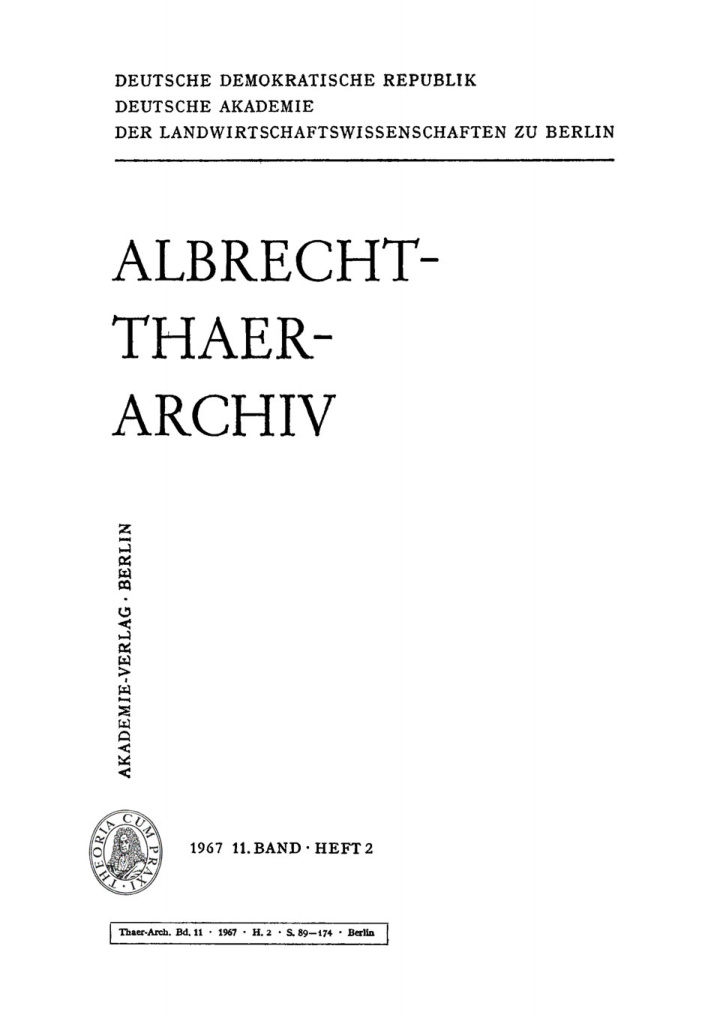 Albrecht Thaer Archiv Band 11 Heft 2 German Edition Deutsche Akademie Der Landwirtschaftswissenschaften Kitap Kapağı