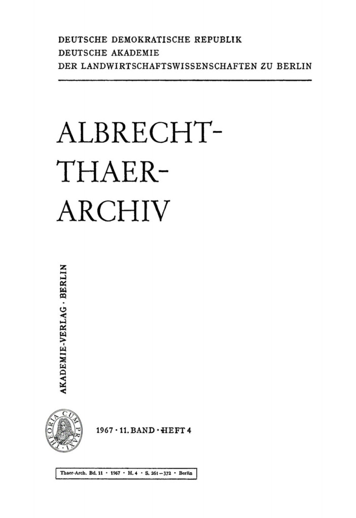 Albrecht Thaer Archiv Band 11 Heft 4 German Edition Deutsche Akademie Der Landwirtschaftswissenschaften Kitap Kapağı