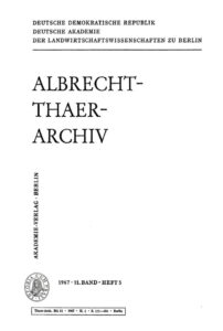 Albrecht Thaer Archiv Band 11 Heft 5 German Edition Deutsche Akademie Der Landwirtschaftswissenschaften Kitap Kapağı