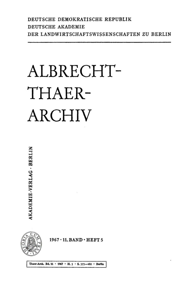 Albrecht Thaer Archiv Band 11 Heft 5 German Edition Deutsche Akademie Der Landwirtschaftswissenschaften Kitap Kapağı