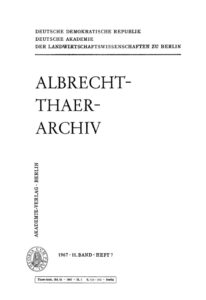 Albrecht Thaer Archiv Band 11 Heft 7 German Edition Deutsche Akademie Der Landwirtschaftswissenschaften Kitap Kapağı