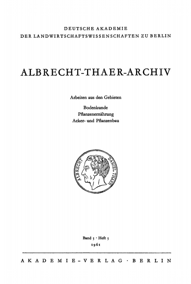 Albrecht Thaer Archiv Band 5 Heft 5 German Edition Deutsche Akademie Der Landwirtschaftswissenschaften Kitap Kapağı