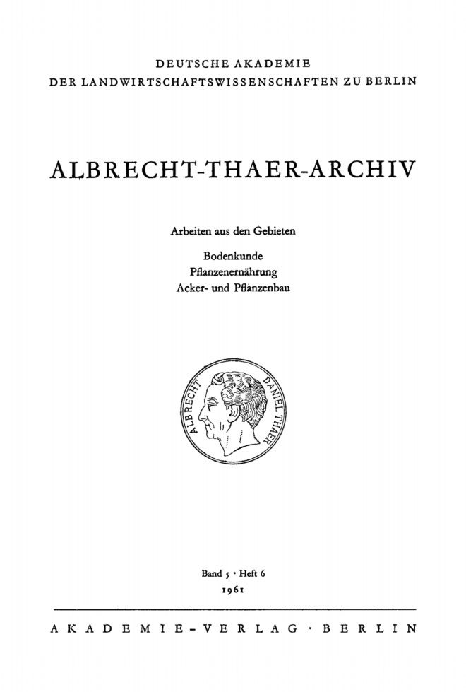 Albrecht Thaer Archiv Band 5 Heft 6 German Edition Deutsche Akademie Der Landwirtschaftswissenschaften Kitap Kapağı