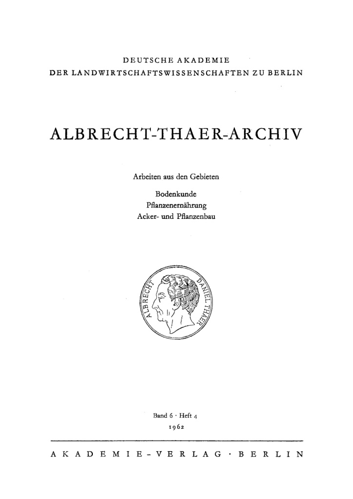 Albrecht Thaer Archiv Band 6 Heft 4 German Edition Deutsche Akademie Der Landwirtschaftswissenschaften Kitap Kapağı