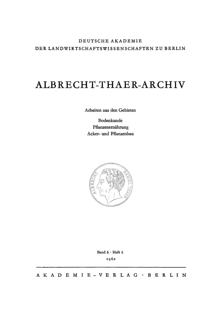 Albrecht Thaer Archiv Band 6 Heft 6 German Edition Deutsche Akademie Der Landwirtschaftswissenschaften Kitap Kapağı