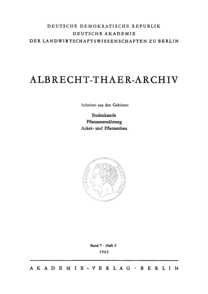 Albrecht Thaer Archiv Band 7 Heft 2 German Edition Deutsche Akademie Der Landwirtschaftswissenschaften Kitap Kapağı