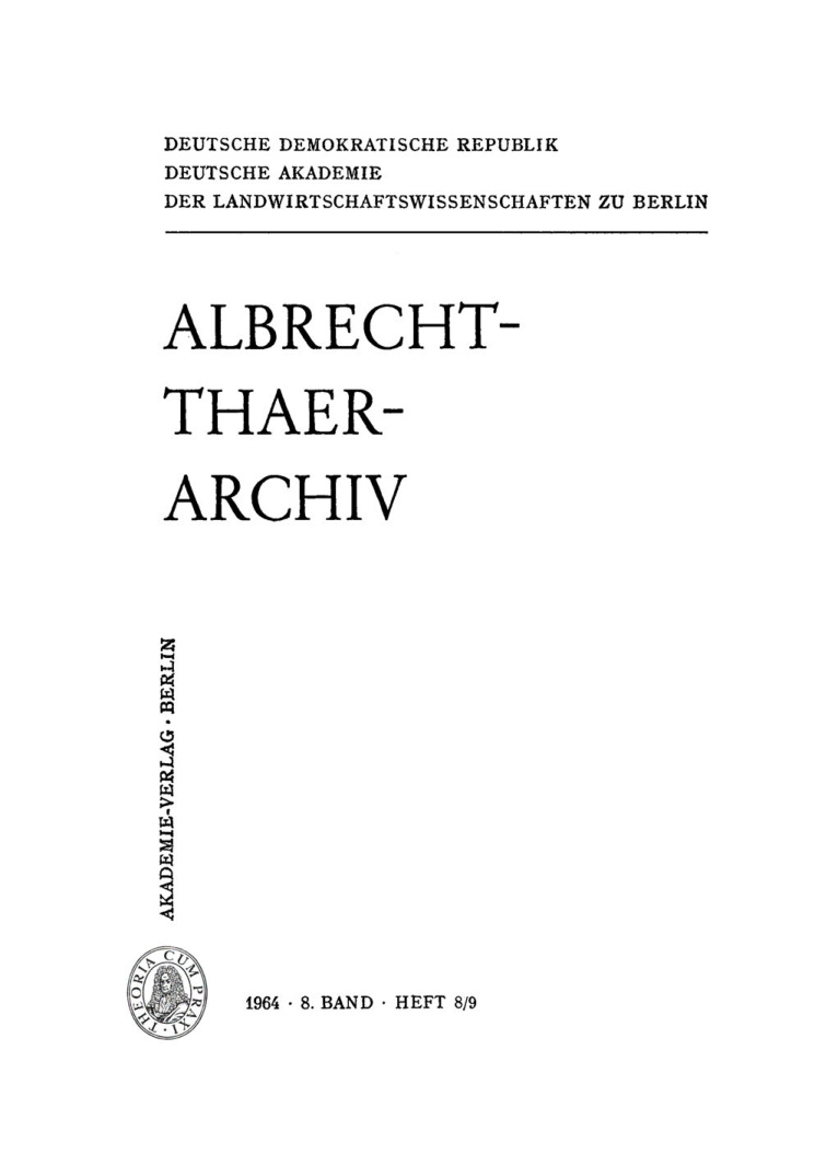 Albrecht Thaer Archiv Band 8 Heft 89 German Edition Deutsche Akademie Der Landwirtschaftswissenschaften Kitap Kapağı