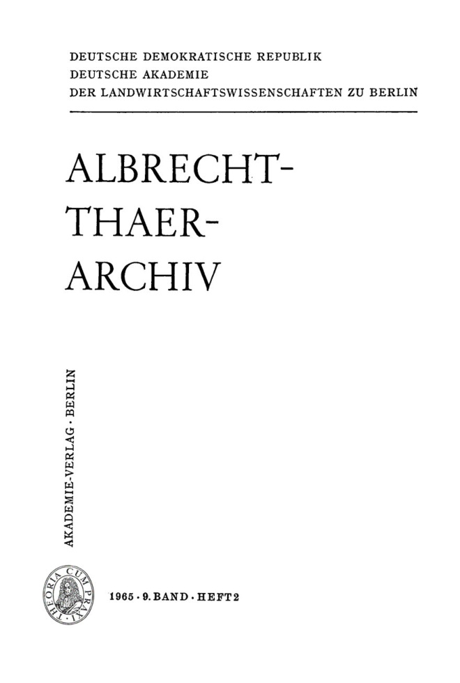 Albrecht Thaer Archiv Band 9 Heft 2 German Edition Deutsche Akademie Der Landwirtschaftswissenschaften Kitap Kapağı