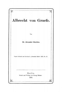 Albrecht von Graefe German Edition Alexander Goschen Kitap Kapağı