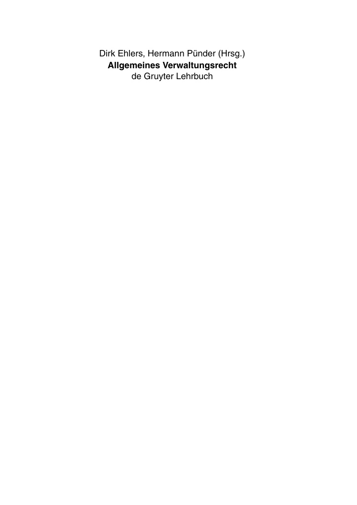 Allgemeines Verwaltungsrecht German Edition Dirk Ehlers Kitap Kapağı