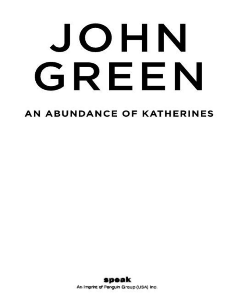 An Abundance of katherins John Green Kitap Kapağı