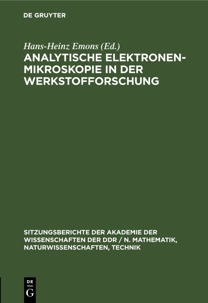 Analytische Elektronenmikroskopie in der Werkstofforschung German Edition Hans Heinz Emons Kitap Kapağı