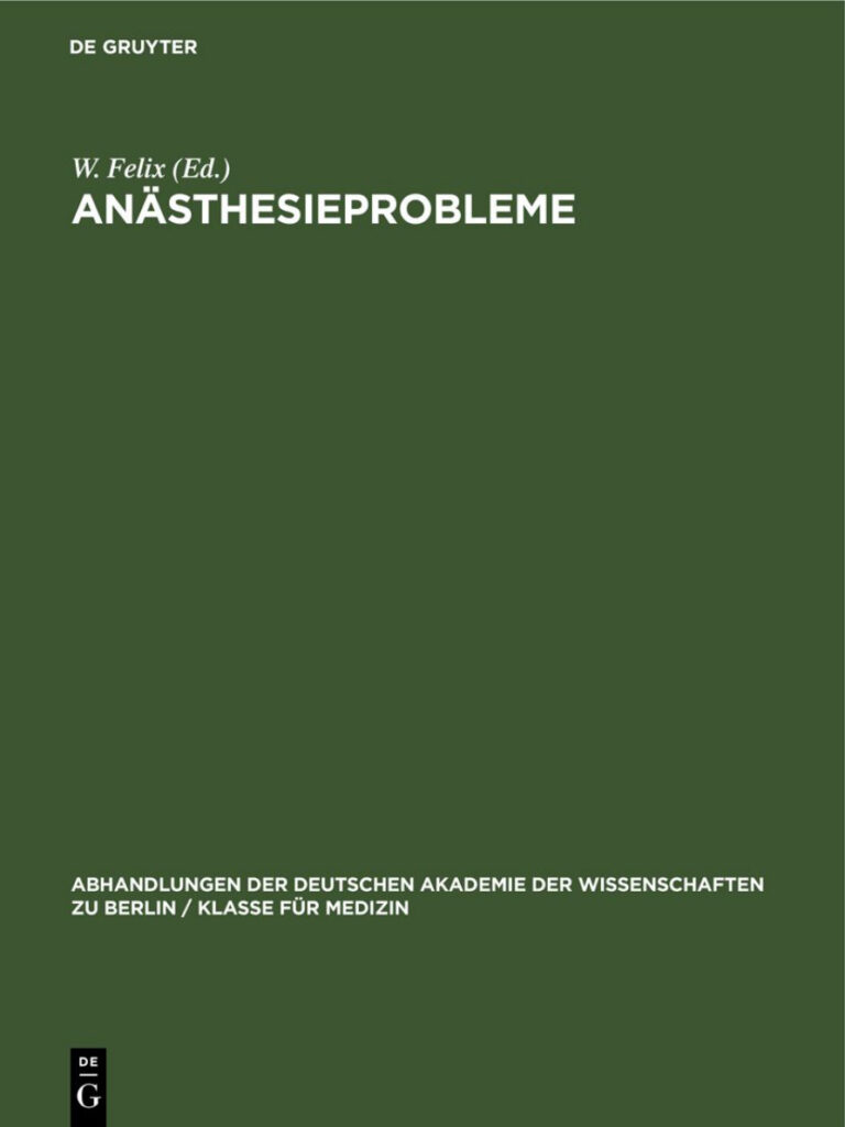 Anasthesieprobleme German Edition W Felix Kitap Kapağı