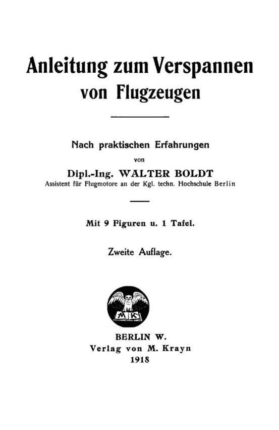 Anleitung zum Verspannen von Flugzeugen German Edition Walter Boldt Kitap Kapağı