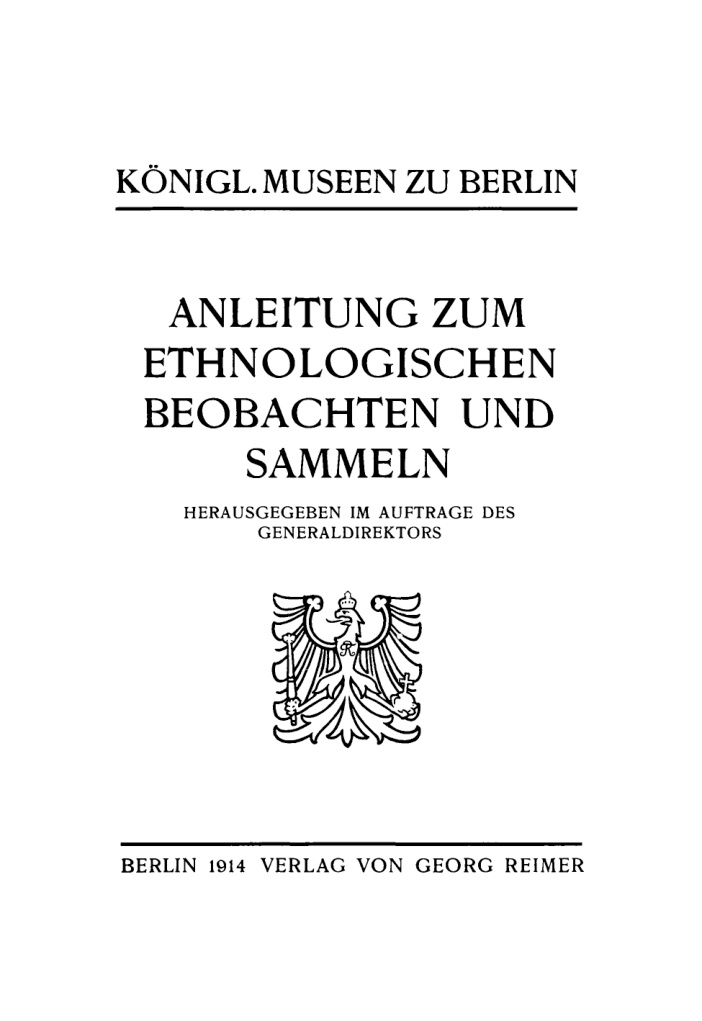 Anleitung zum ethnologischen Beobachten und Sammeln German Edition Felix Luschan Kitap Kapağı