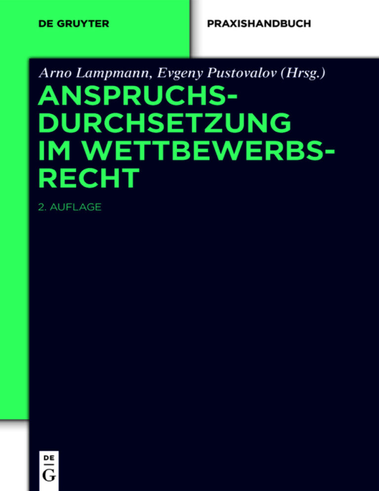 Anspruchsdurchsetzung im Wettbewerbsrecht German Edition Arno Lampmann Kitap Kapağı