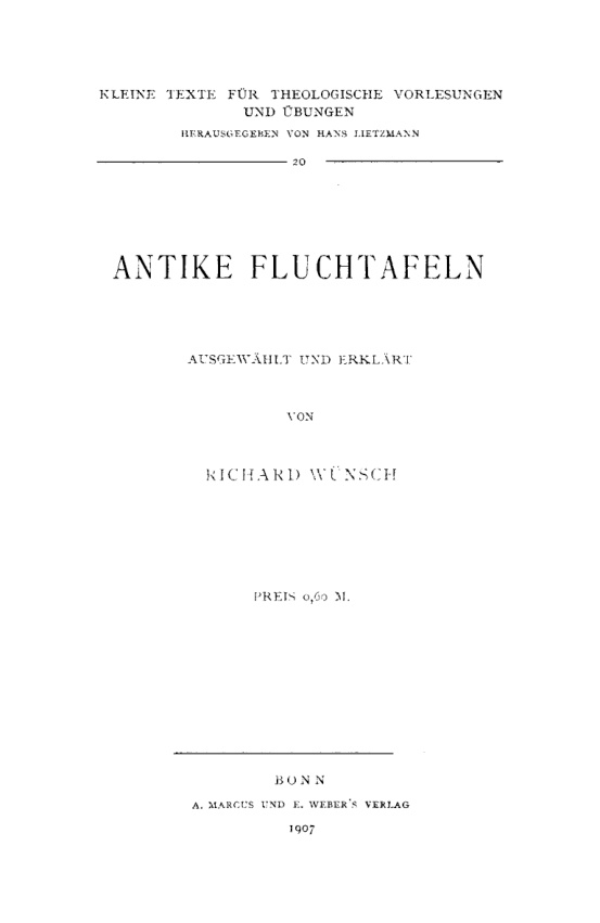Antike Fluchtafeln German Edition Richard Wunsch Kitap Kapağı