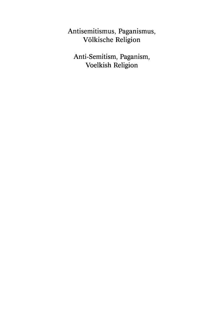 Antisemitismus Paganismus Volkische Religion German Edition Hubert Cancik Kitap Kapağı