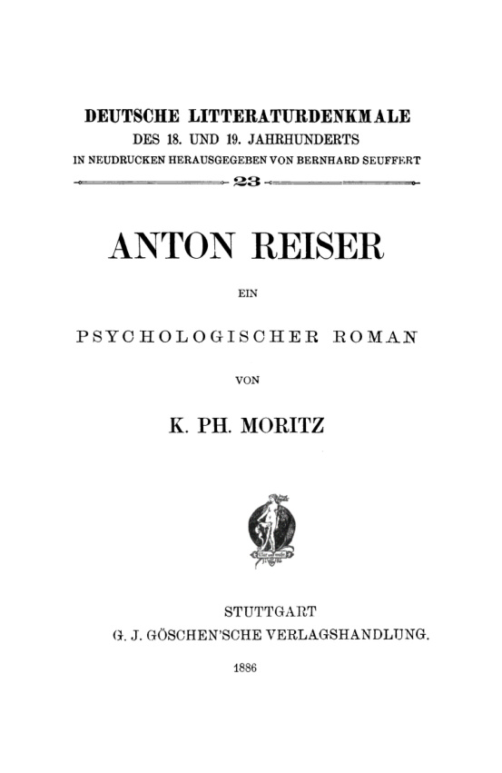 Anton Reiser ein psychologischer Roman German Edition K Ph Moritz Kitap Kapağı