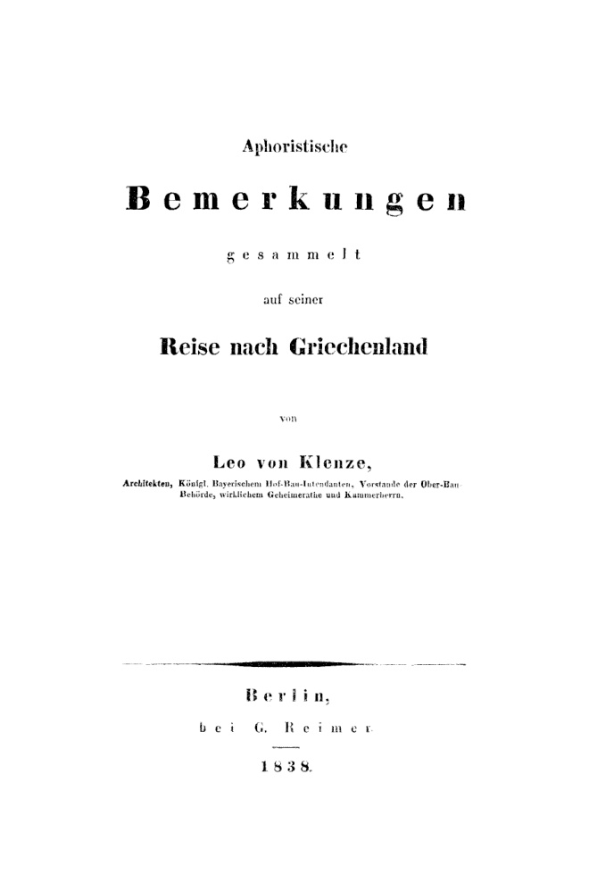 Aphoristische Bemerkungen German Edition Leo von Klenze Kitap Kapağı