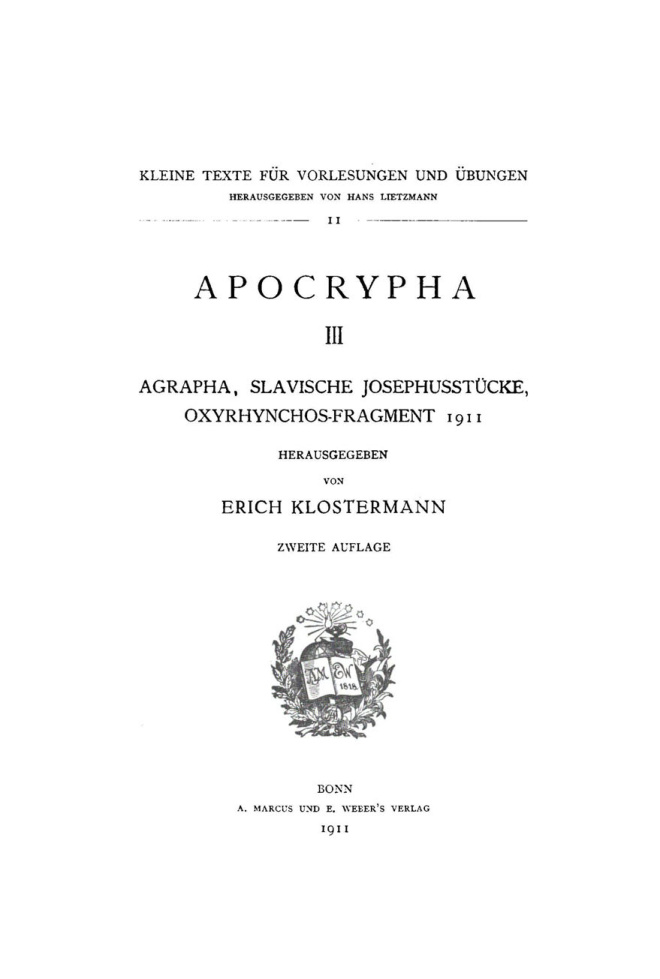 Apokrypha III German Edition Erich Klostermann Kitap Kapağı