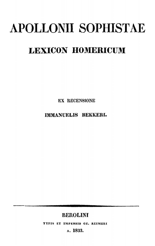 Apollonii Sophistae Lexicon Homericum German Edition Sophista Apollonius Kitap Kapağı