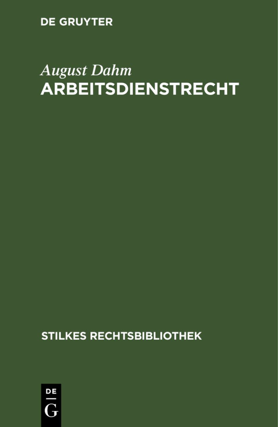 Arbeitsdienstrecht German Edition August Dahm Kitap Kapağı