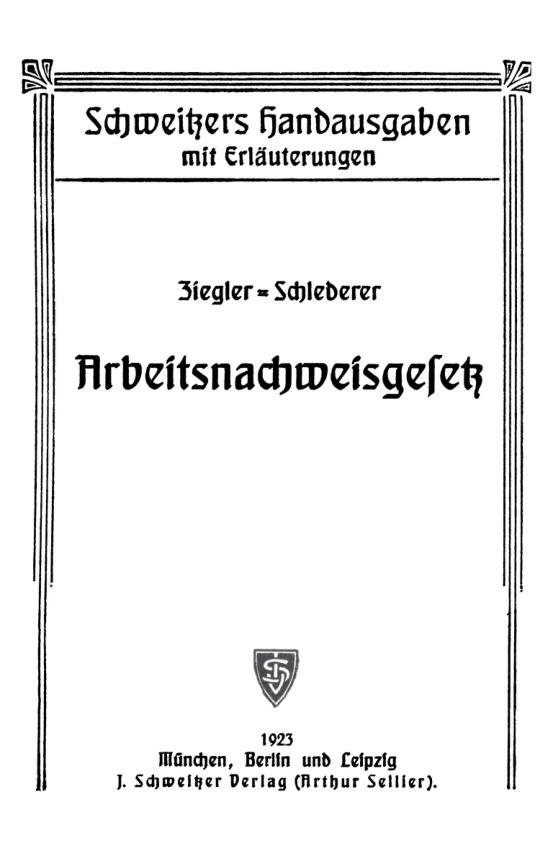 Arbeitsnachweisgesetz German Edition Georg Ziegler Kitap Kapağı