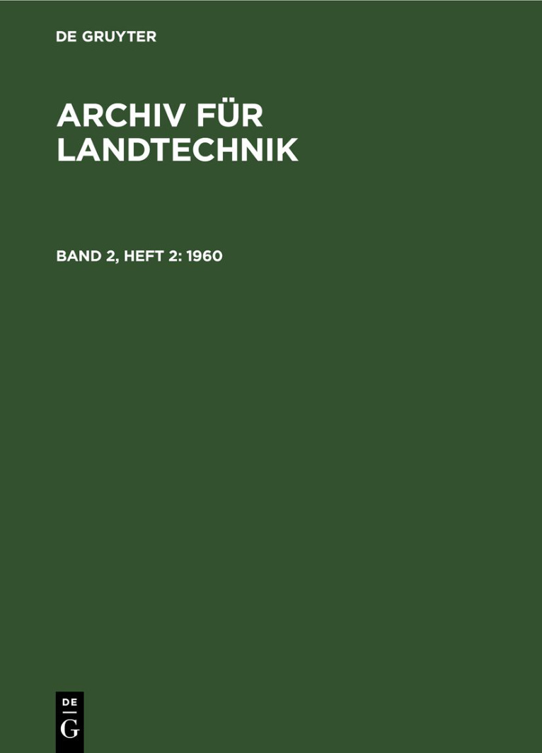 Archiv fur Landtechnik Band 2 Heft 2 1960 German Edition Deutsche Akademie Der Landwirtschaftswissenschaften Kitap Kapağı