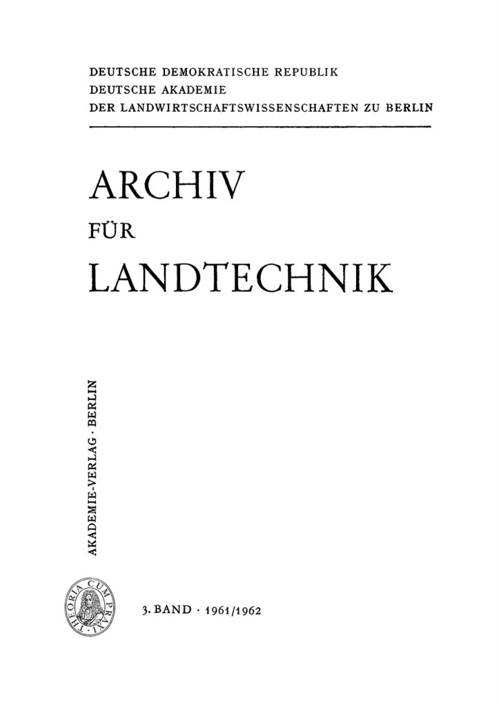 Archiv fur Landtechnik Band 3 Heft 1 19611962 German Edition Deutsche Akademie Der Landwirtschaftswissenschaften Kitap Kapağı