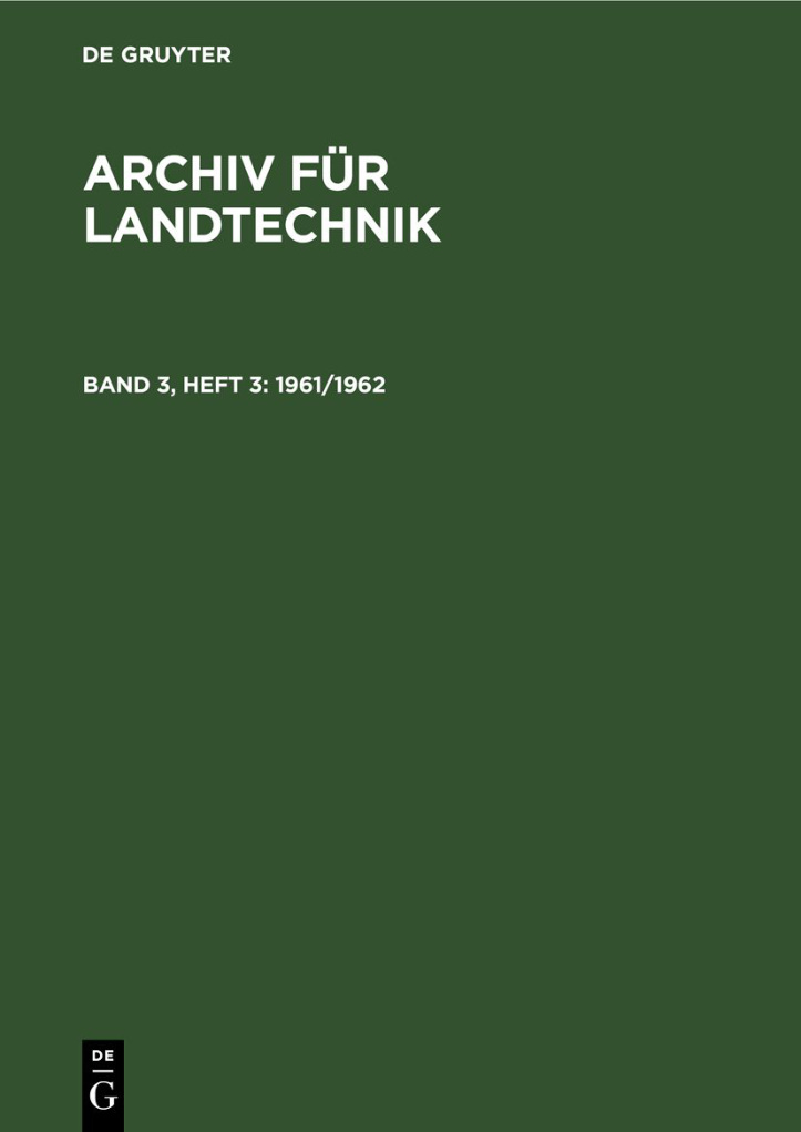 Archiv fur Landtechnik Band 3 Heft 3 19611962 German Edition Deutsche Akademie Der Landwirtschaftswissenschaften Kitap Kapağı