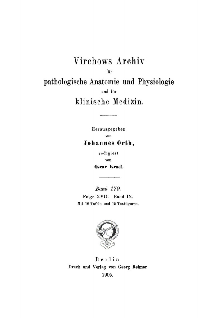 Archiv fur pathologische Anatomie und Physiologie und fur klinische Medicin Band 179 German Edition Johannes Orth Kitap Kapağı