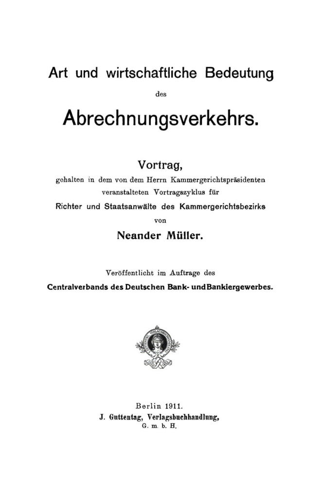 Art und wirtschaftliche Bedeutung des Abrechnungsverkehrs German Edition Neander Muller Kitap Kapağı