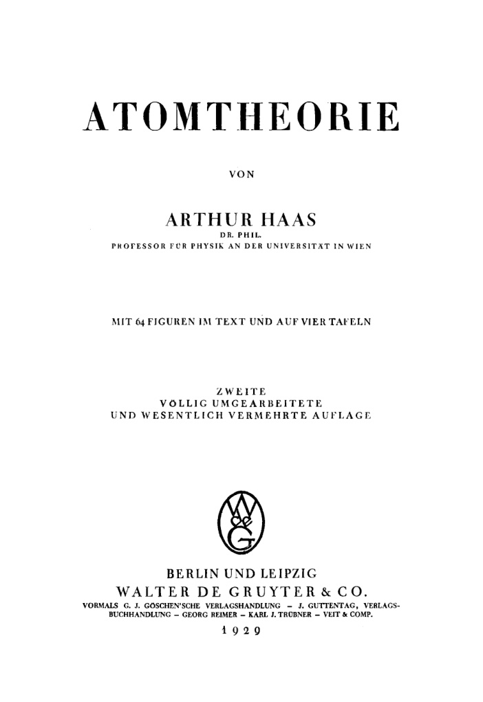 Atomtheorie German Edition Arthur Haas Kitap Kapağı