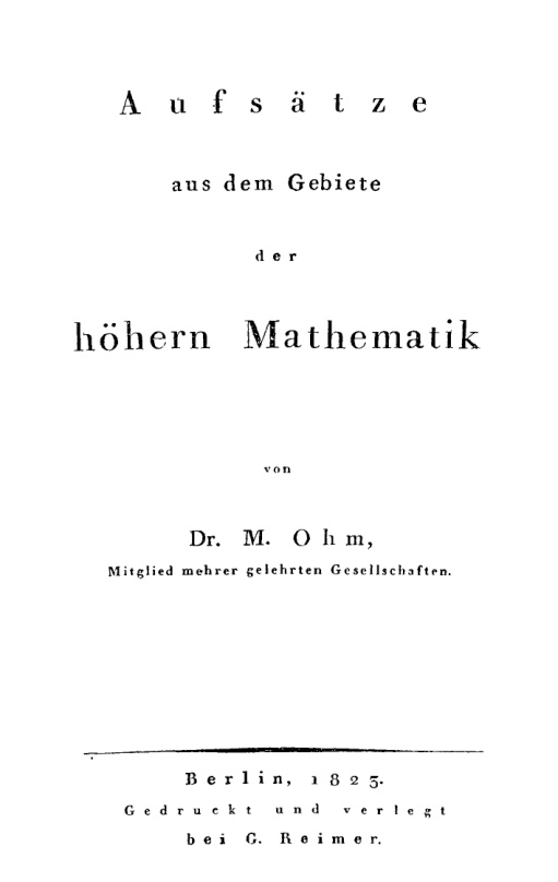 Aufsatze aus dem Gebiete der hohern Mathematik German Edition Martin Ohm Kitap Kapağı