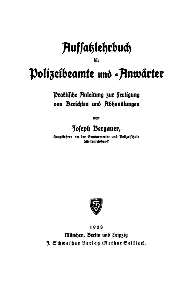 Aufsatzlehrbuch Polizeibeamte und Anwarter German Edition Joseph Bergauer Kitap Kapağı
