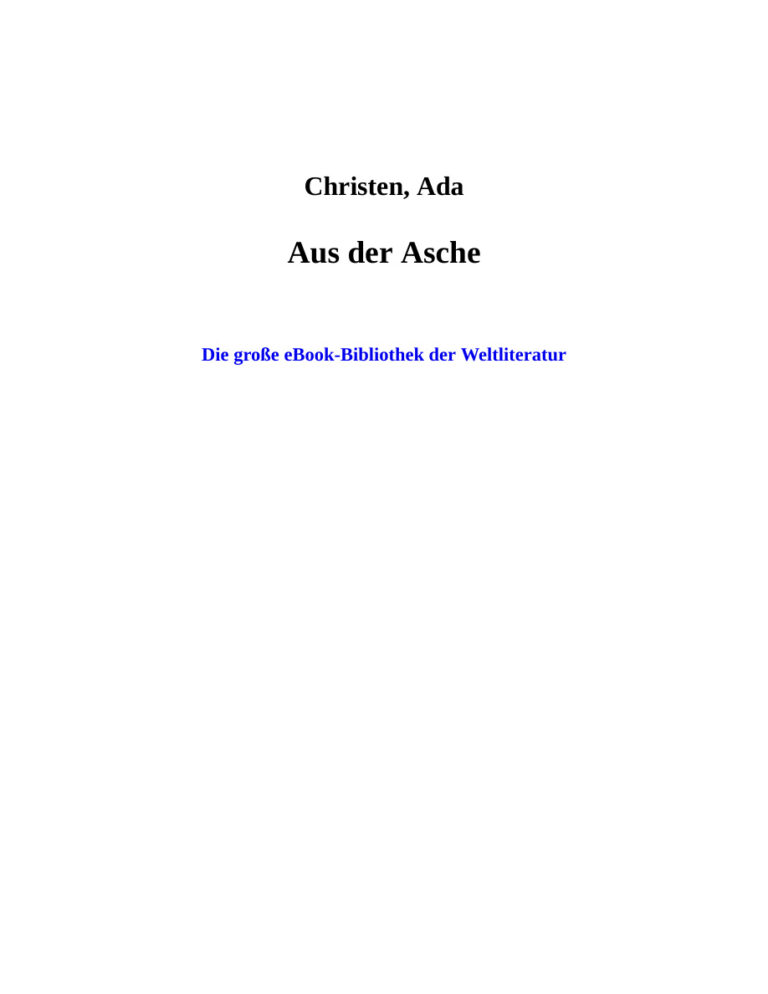 Aus der Asche German Edition Christen Ada Kitap Kapağı