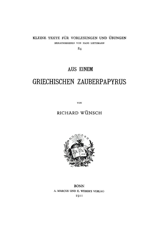 Aus einem griechischen Zauberpapyrus German Edition Richard Wunsch Kitap Kapağı