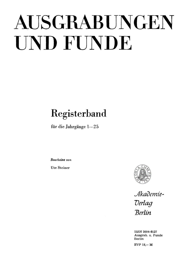 Ausgrabungen und Funde Registerband Jahrgange 1 25 German Edition Ute Steiner Kitap Kapağı
