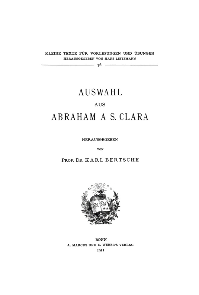 Auswahl aus Abraham a S Clara German Edition Abraham Kitap Kapağı