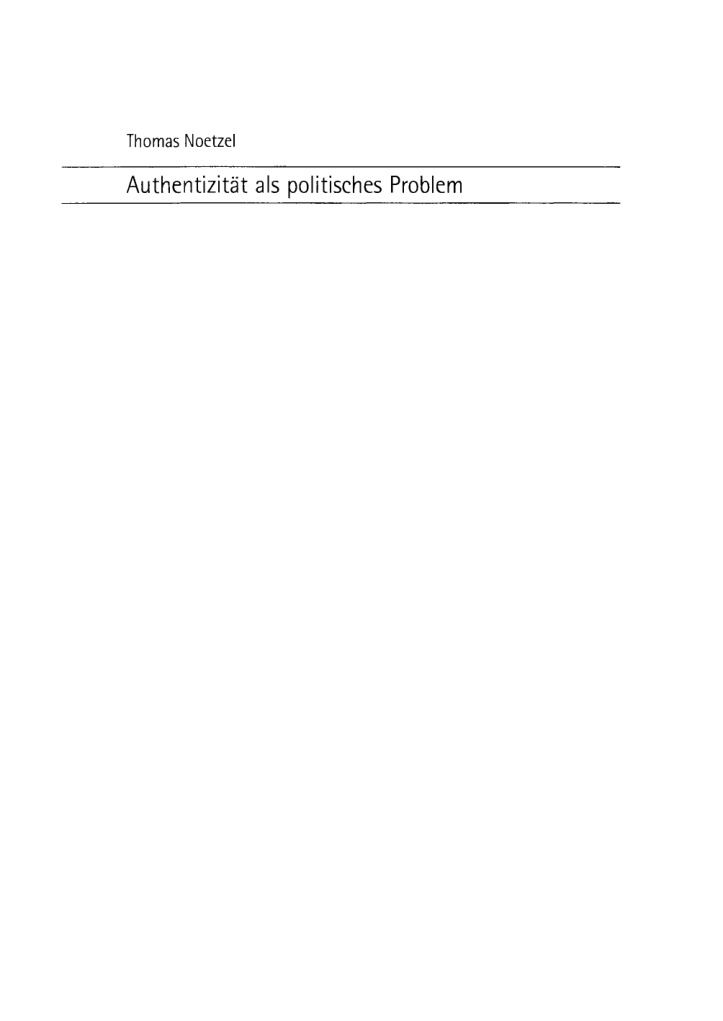 BAND 9 Authentizitat als politisches Problem German Edition Thomas Noetzel Kitap Kapağı