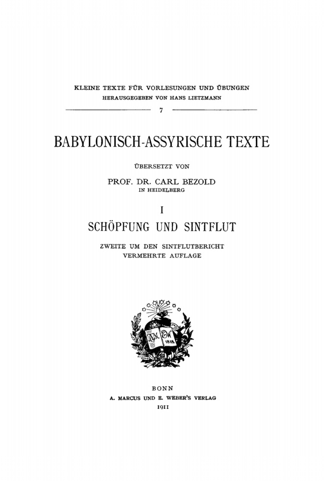 Babylonisch assyrische Texte German Edition Carl Bezold Kitap Kapağı