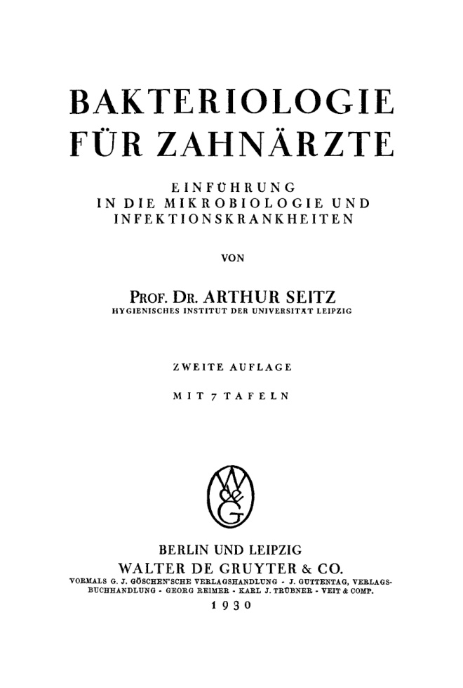 Bakteriologie fur Zahnarzte German Edition Arthur Seitz Kitap Kapağı